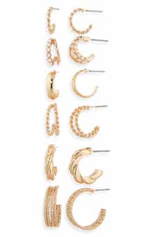 NORDSTROM RACK Set of 6 Huggie Hoop Earrings