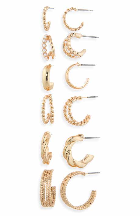 NORDSTROM RACK Set of 6 Huggie Hoop Earrings