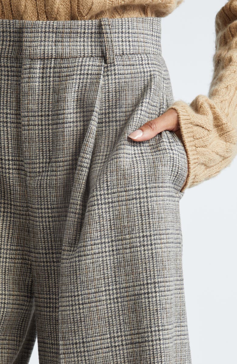 Vince Plaid High Waist Wide Leg Shorts, Alternate, color, Heritage Grey