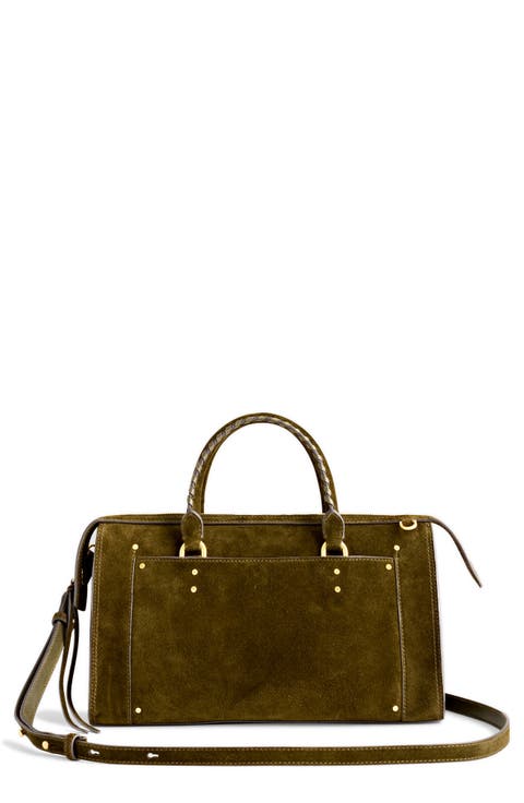 Large Studded Suede Satchel