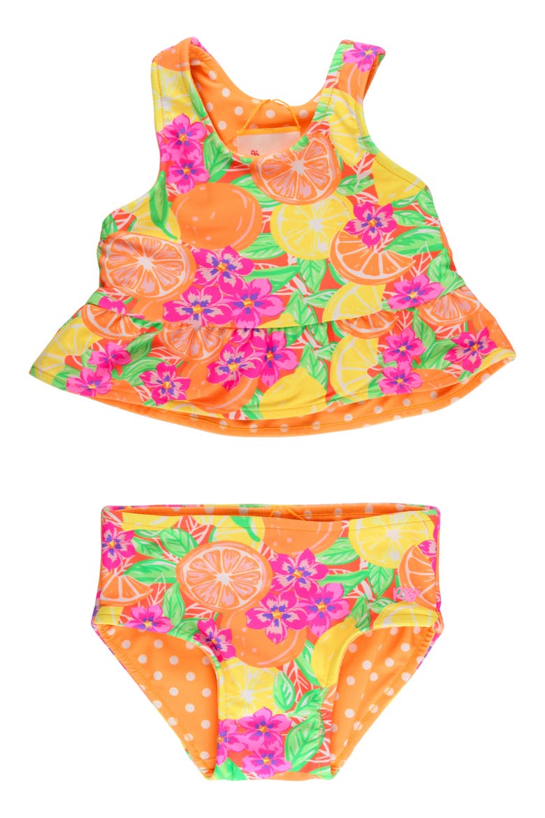 Kids' Neon Squeeze Reversible Two-Piece Swimsuit, Main, color, YELLOW