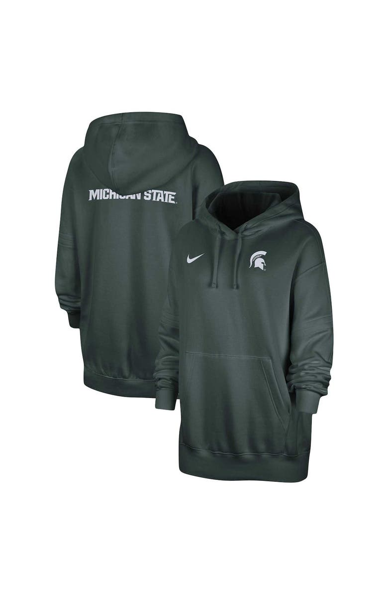 Nike Women's Nike Green Michigan State Spartans Sideline Two-Hit Club Fleece Pullover Hoodie, Main, color, 