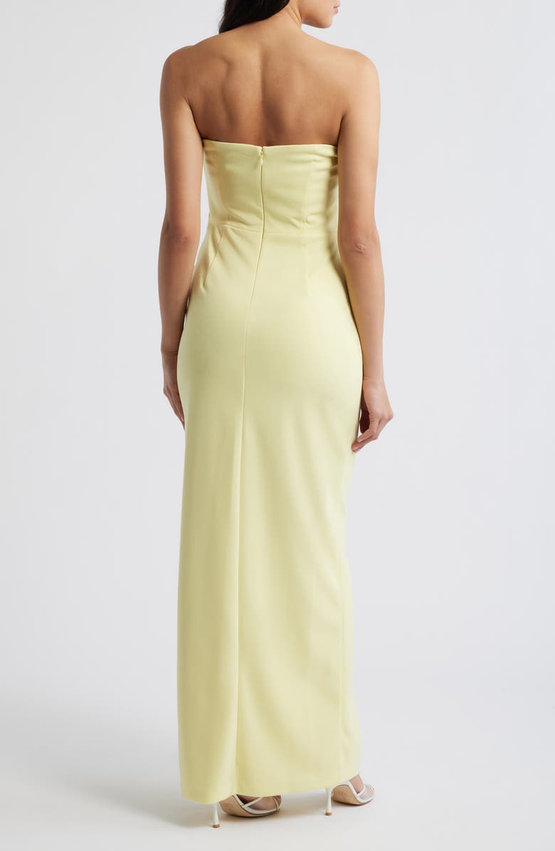 Vince Camuto Origami Pleated Strapless Column Gown, Alternate, color, Buttercup