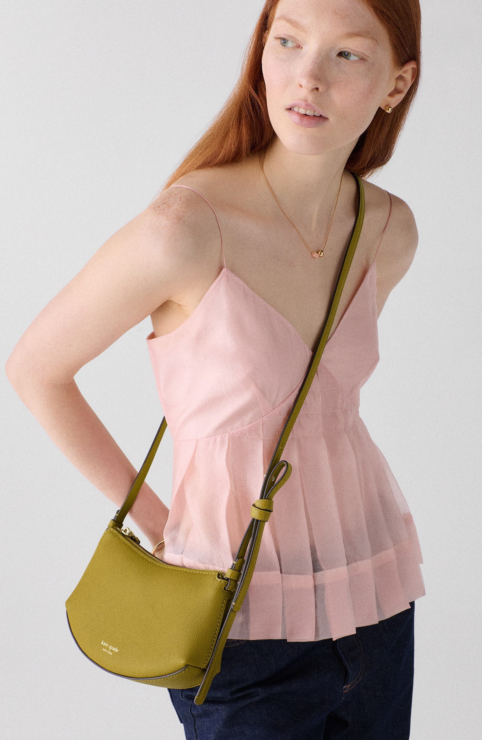 loop pebble leather crossbody bag, Alternate, color, LAUREL LEAF
