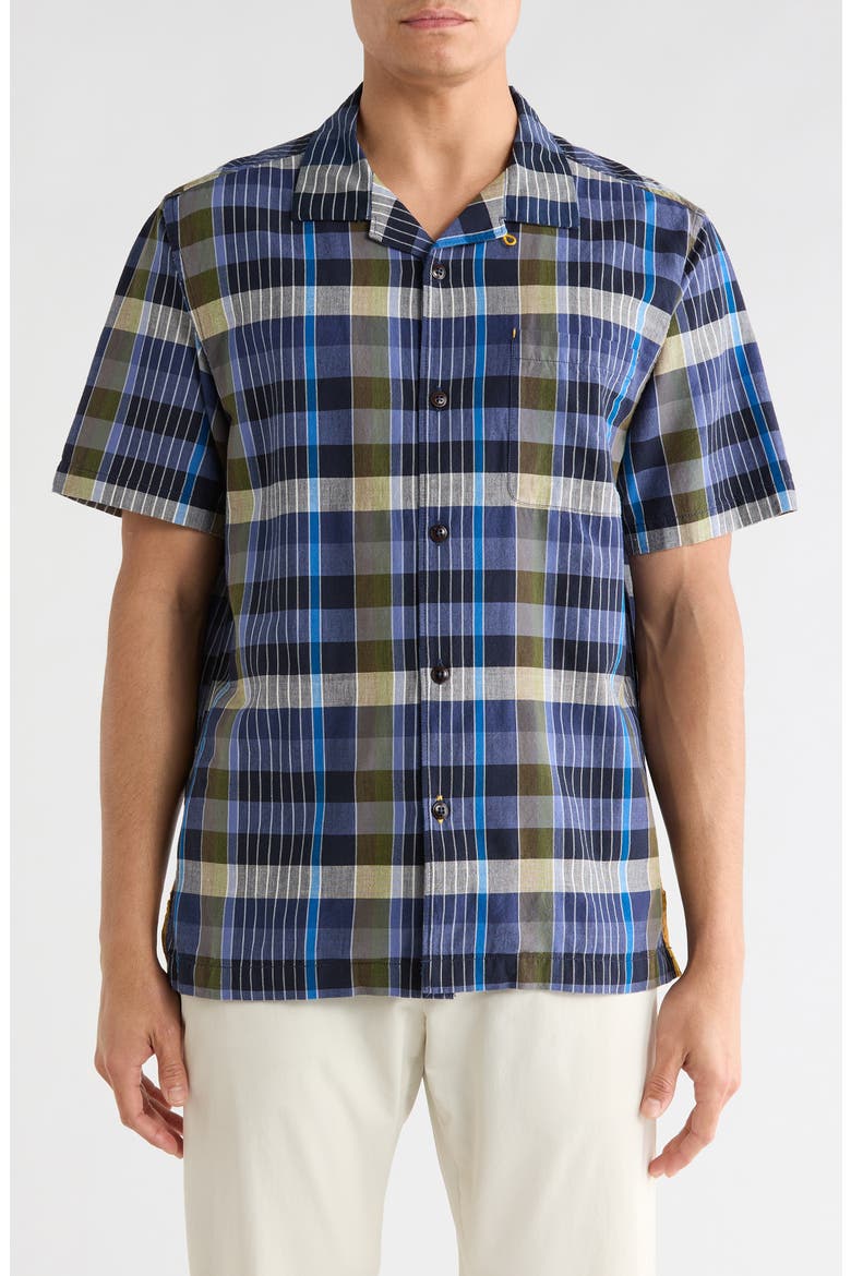 Marina Del Madras Cotton Camp Shirt, Main, color, ISLAND NAVY