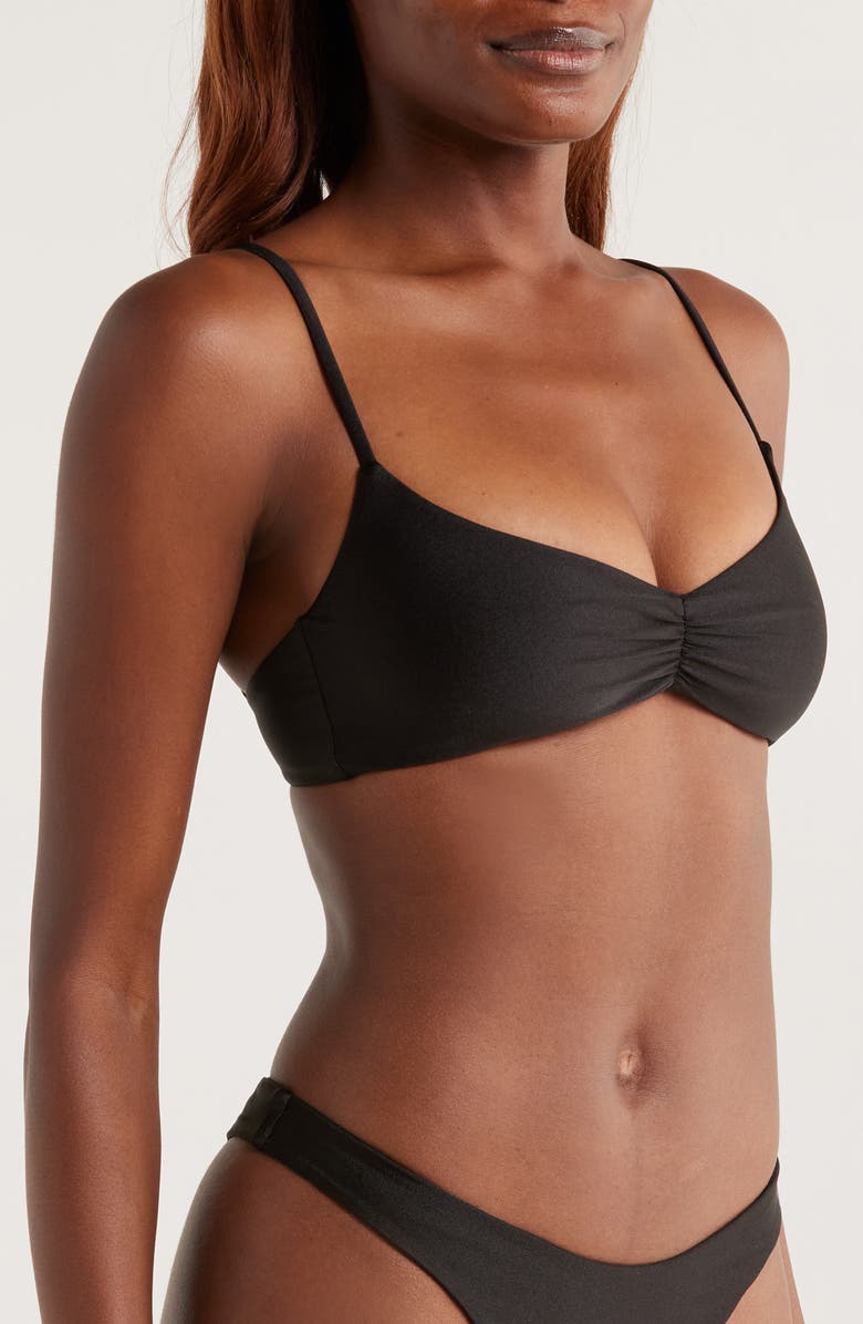Kulani Kinis Gathered Crop Bikini Top, Alternate, color, Twilight Black