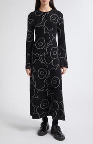 Marimekko Takaisin Pirto Unikko Print Knit Wool & Cotton Blend Midi Dress
