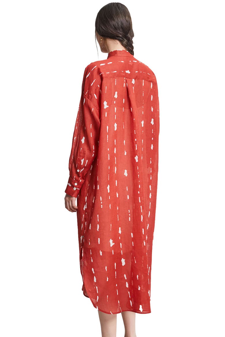 Printed Midi Shirt Dress With Korean Collar, Alternate, color, Red