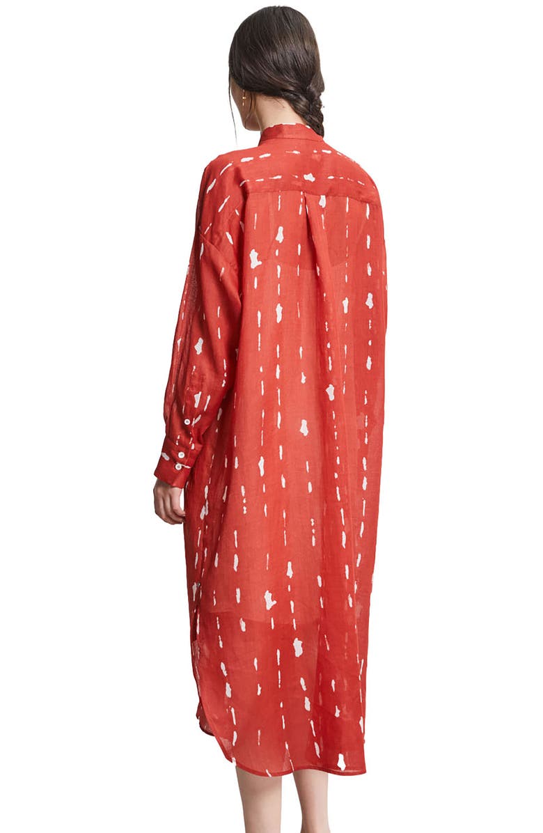 ottod'Ame Printed Midi Shirt Dress With Korean Collar, Alternate, color, Red