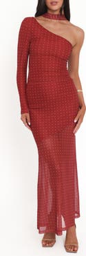 Petal & Pup Hollie Polka Dot Scarf, One-Shoulder Mesh Top & Maxi Skirt Set