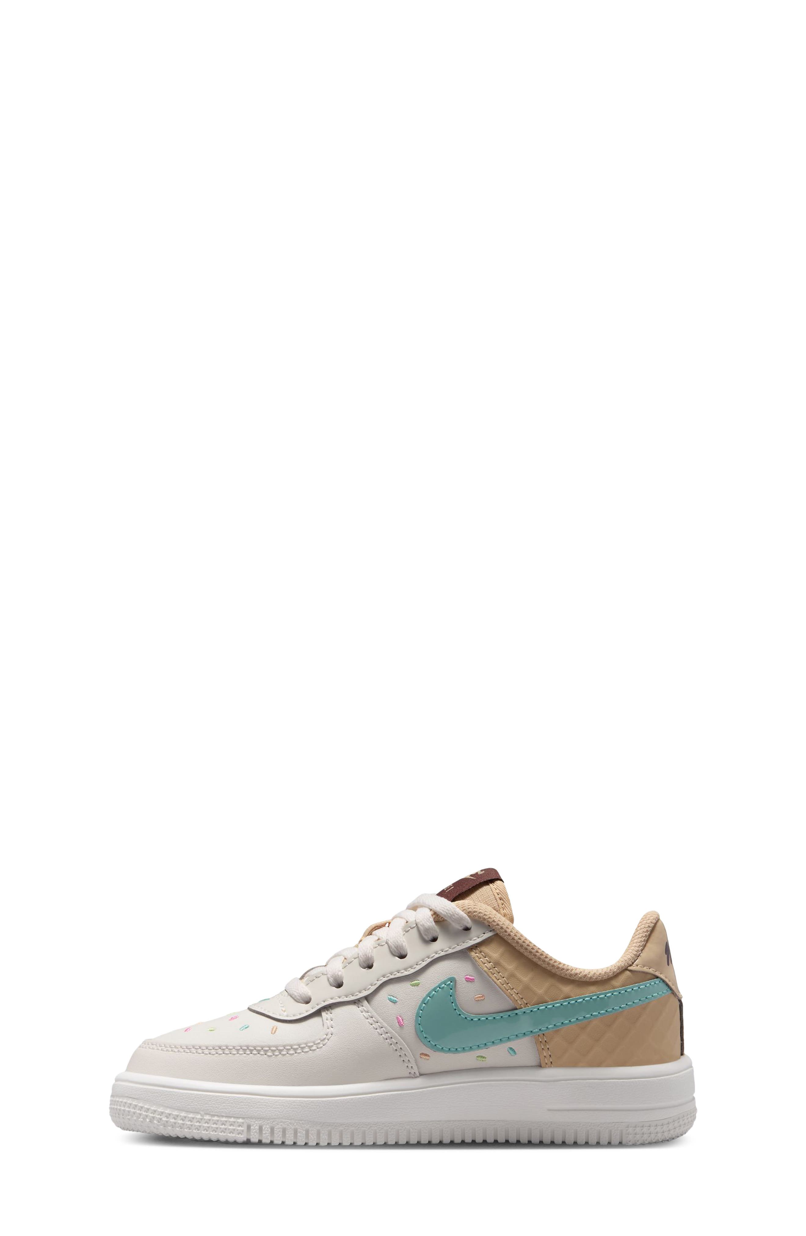 Kids' Air Force 1 Low Sneaker, Alternate, color, SAIL/ SESAME/ TURQUOISE