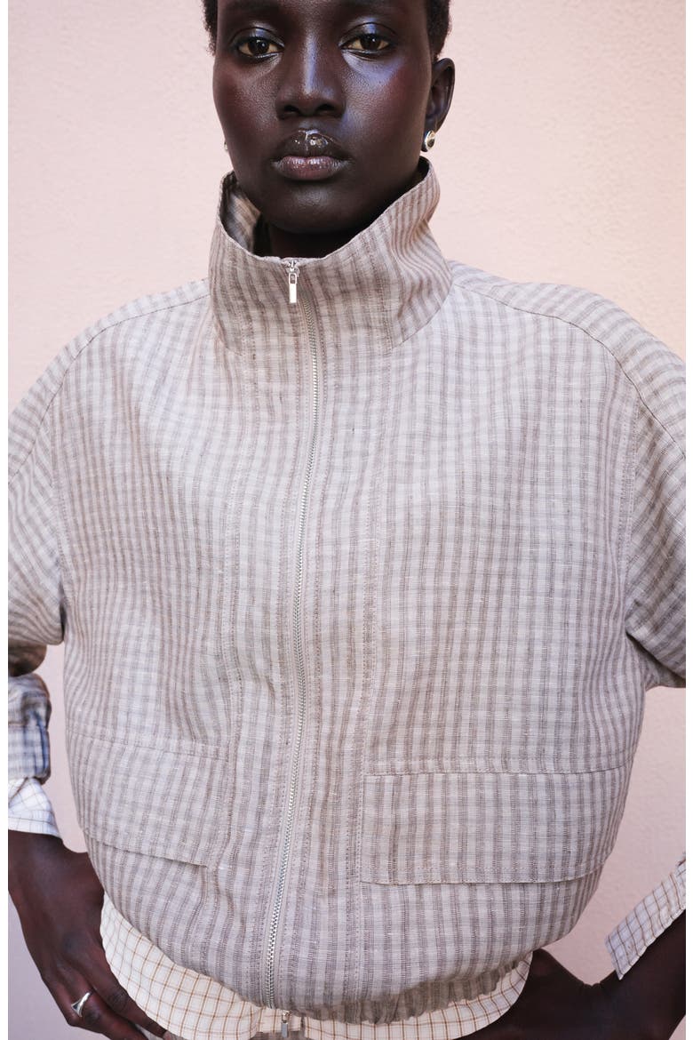 Check Bomber Jacket, Alternate, color, LIGHT/ PASTEL GREY
