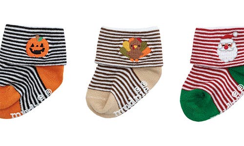 Mud Pie My First Holiday Cotton Blend Gripper Socks Gift Box In Multi