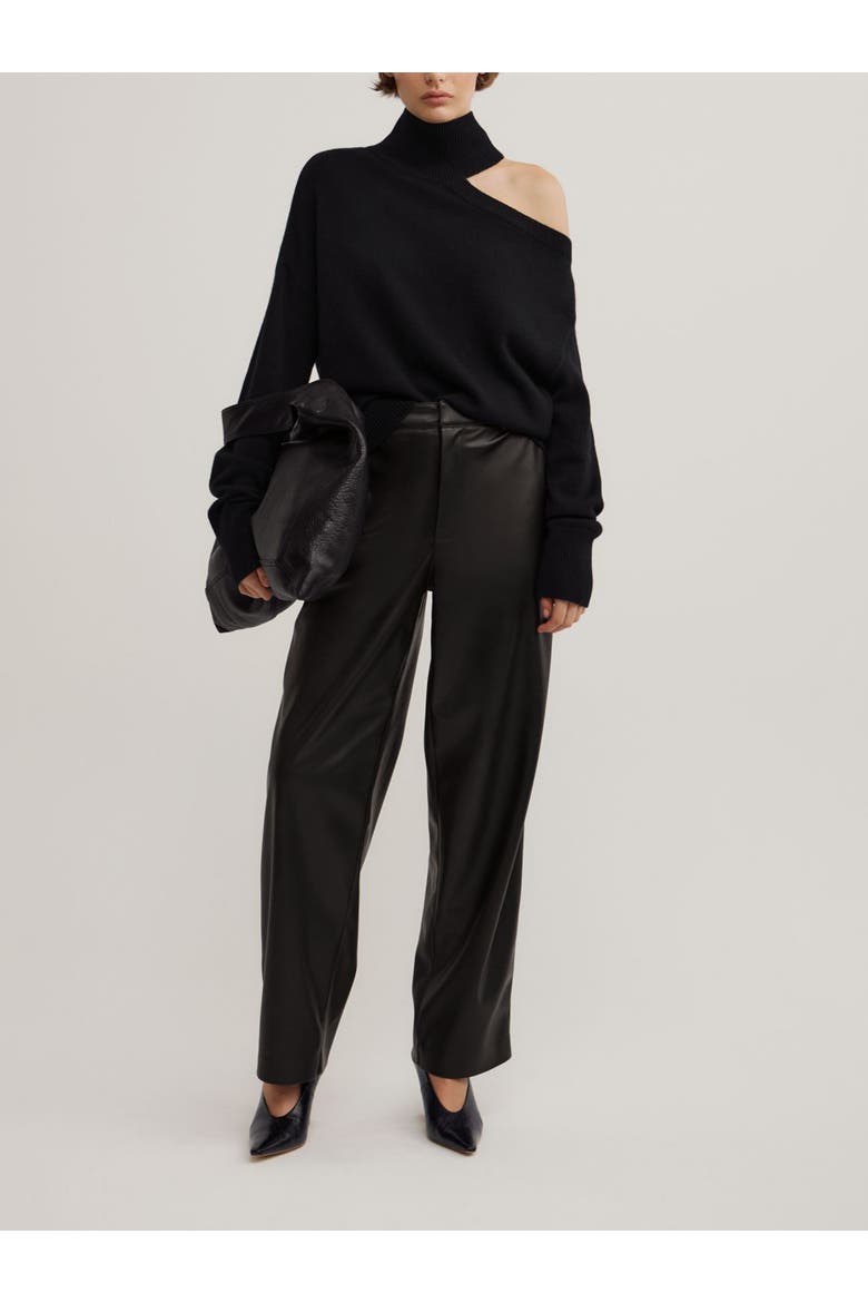 Faux Leather Barrel Trouser, Alternate, color, Black