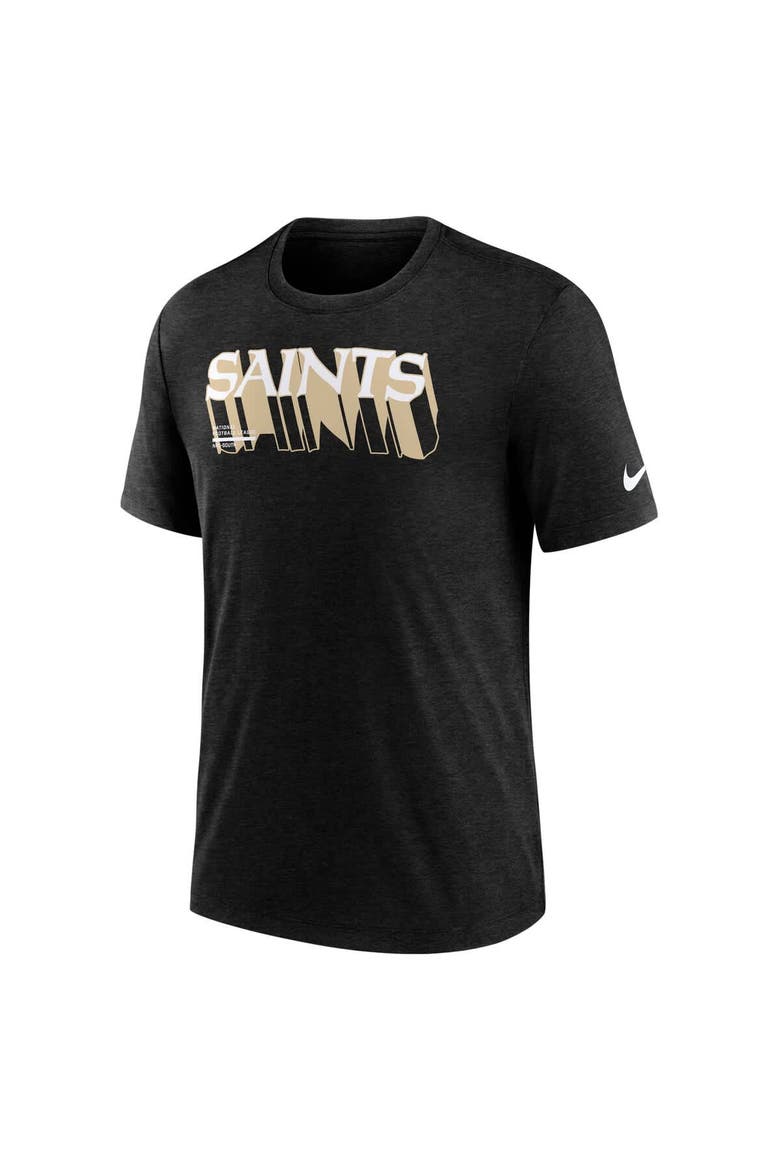 Men's Nike Heather Black New Orleans Saints Long Pass Tri-Blend T-Shirt, Alternate, color, Heather Black