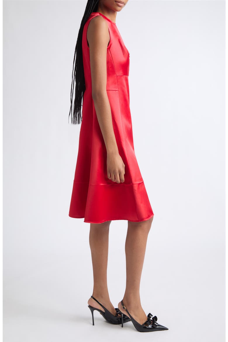 Domaya Technical Satin Midi Dress, Alternate, color, RED