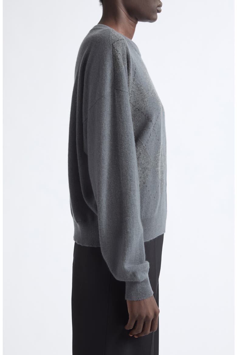 Clan Argyle Slouchy Cashmere Crewneck Sweater, Alternate, color, CRANE GREY COLOURWAY