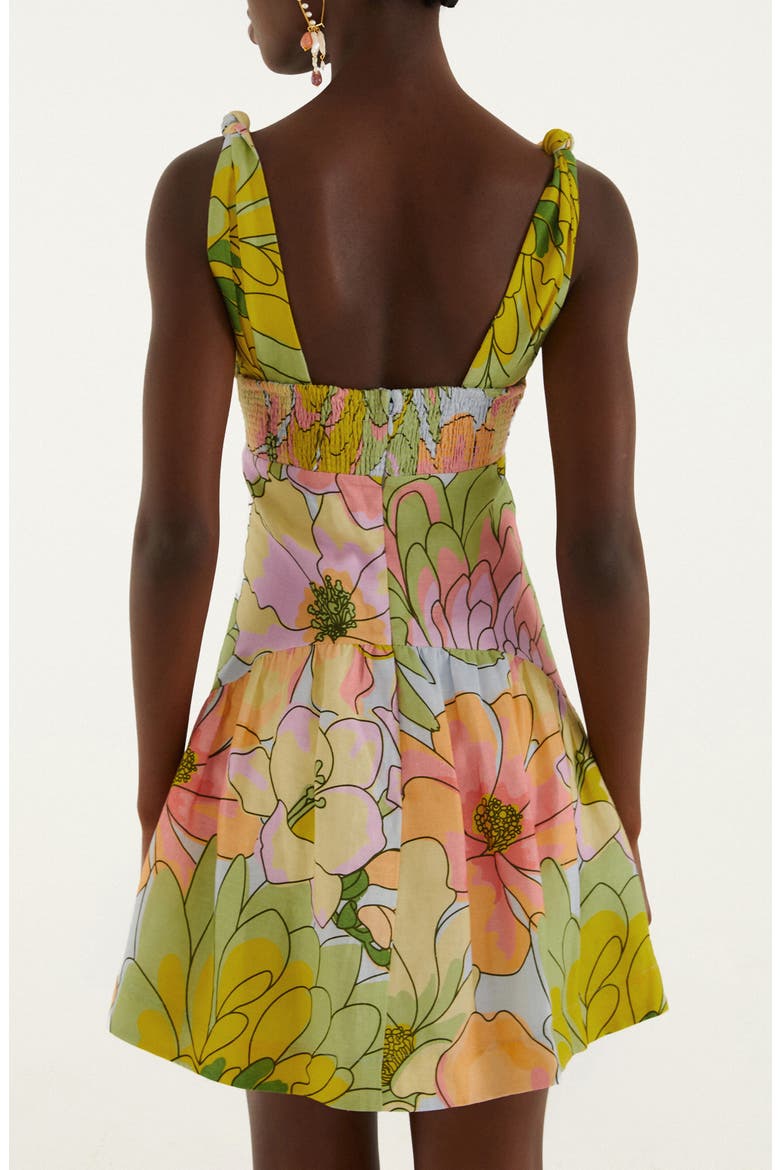 Spring Affair Floral Print Linen Minidress, Alternate, color, BLUE