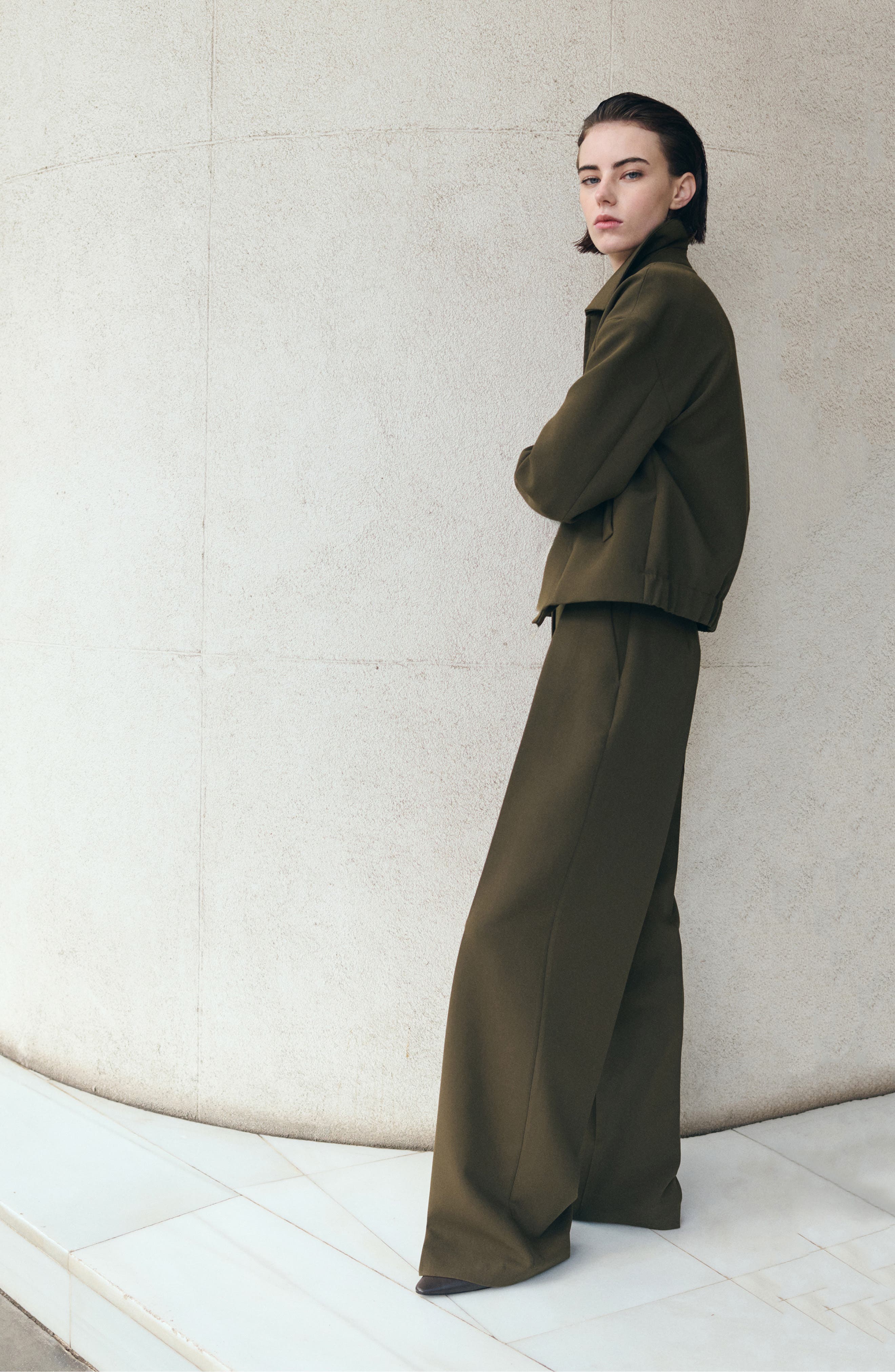 Belted Pleated Straight Leg Pants - image 2