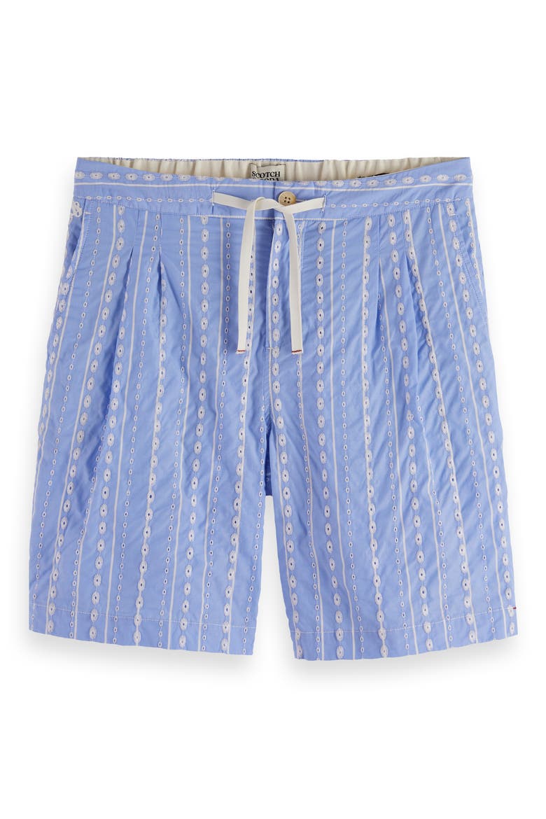 Embroidered Eyelet Cotton Bermuda Shorts, Alternate, color, SKY BLUE