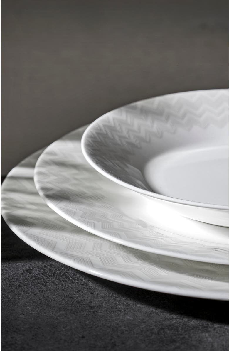 Missoni Home Tableware Dinner Plates ZIG ZAG Set of 6 White diam. 10.75", Alternate, color, White