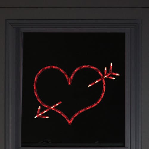Northlight Lighted Heart And Arrow Valentine's Day Window Silhouette In Red