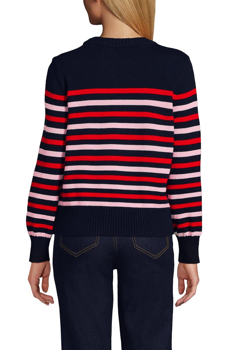 Lands' End Drifter Embellished Crew Neck Sweater, Alternate, color, Candy Heart/Navy/Red Stripe