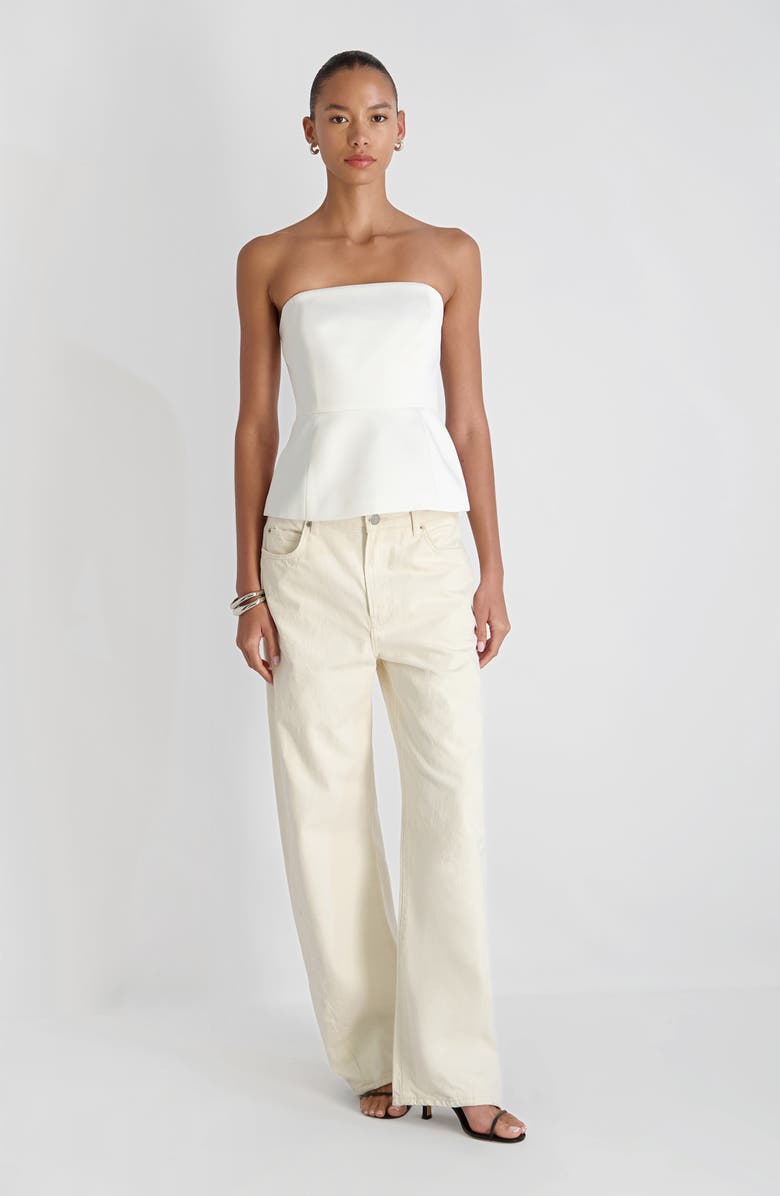 French Connection York Strapless Peplum Top, Alternate, color, Summer White