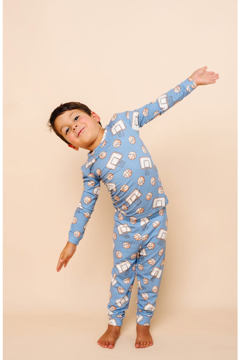 Dunk Fitted Two-Piece Pajamas, Alternate, color, BLUE