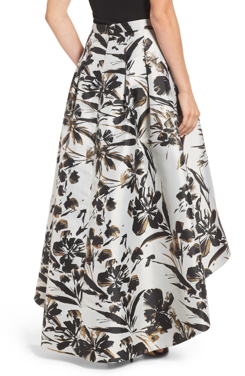 Eliza J Metallic Floral High/Low Skirt, Alternate, color, 