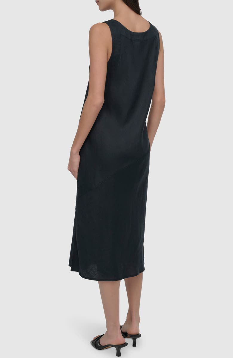 DKNY Stud Detail Linen Midi Dress, Alternate, color, 