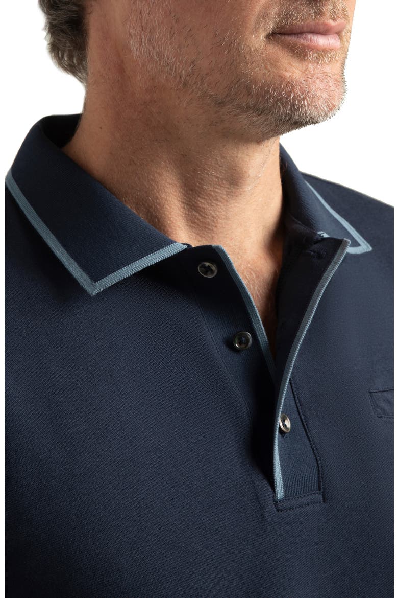 Oak Hill Slim Fit Tipped Cotton Blend Piqué Golf Polo, Alternate, color, MIDNIGHT NAVY