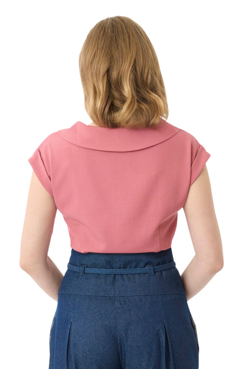 Unique Vintage 1960s Twill Sleeveless Blouse, Alternate, color, Dark Rose