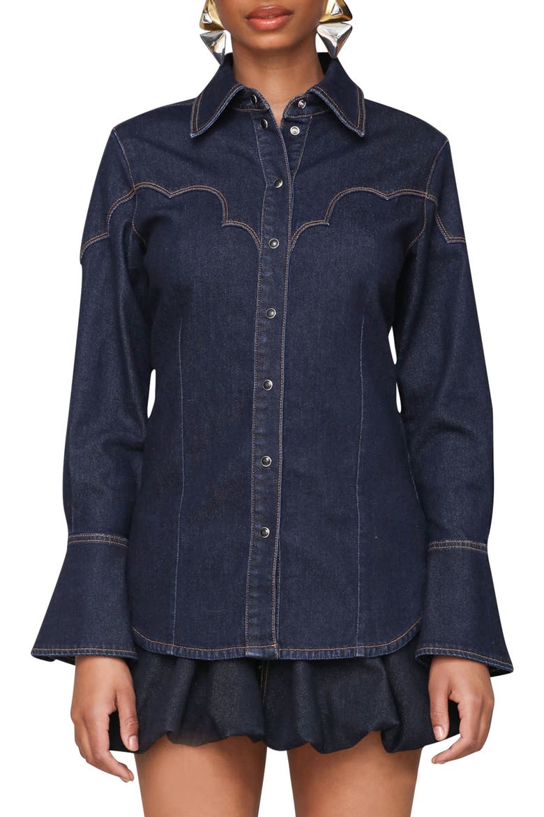 Western Denim Shirt, Main, color, FELL WASH