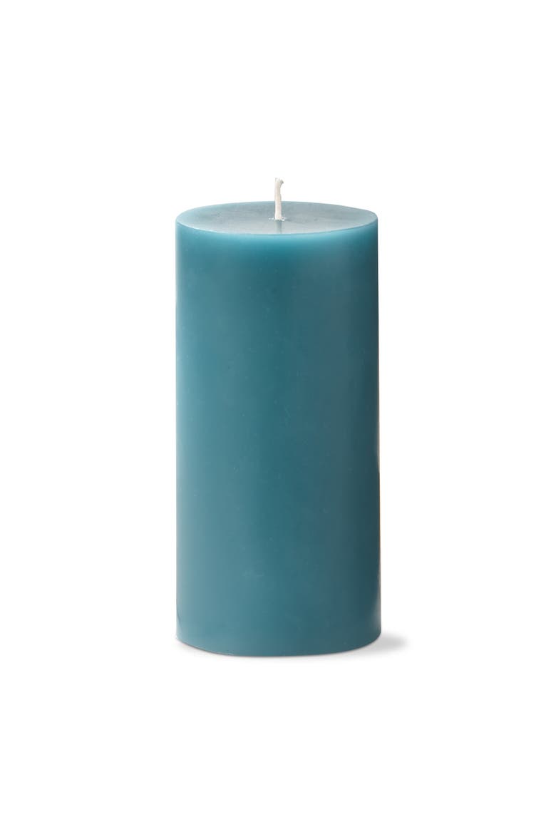 Color Studio Teal Pillar Candle Smokeless Paraffin Wax 85H, Alternate, color, Blue