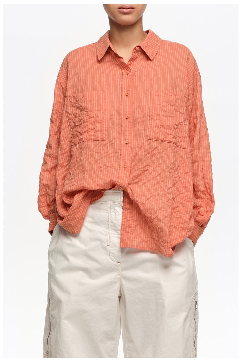 Embossed Cotton Shirt, Main, color, ORANGE