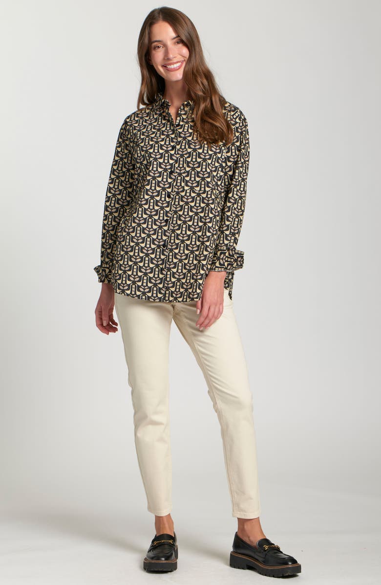 APNY Boyfriend Poplin Button-Up Shirt, Alternate, color, Black/ Ivory