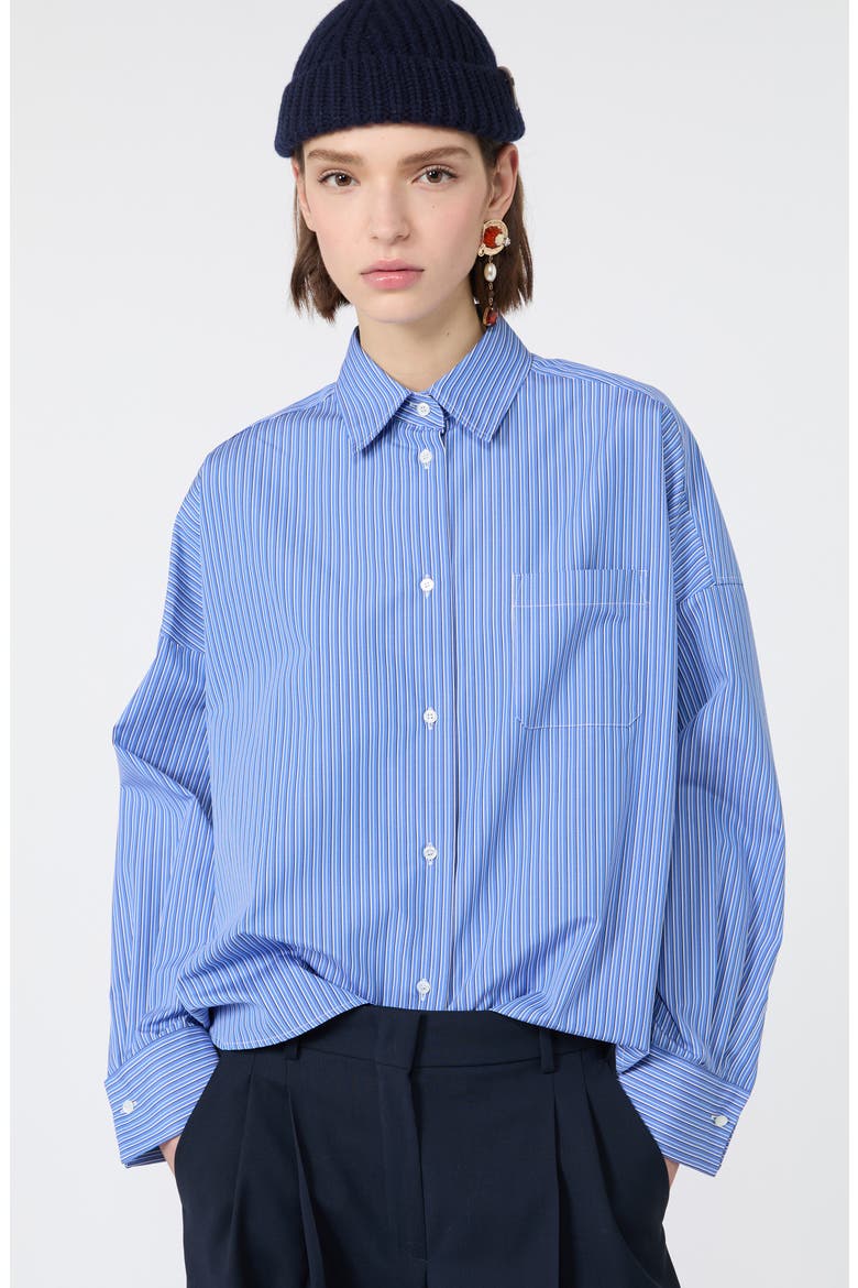 Striped Cotton Shirt, Alternate, color, CORNFLOWER