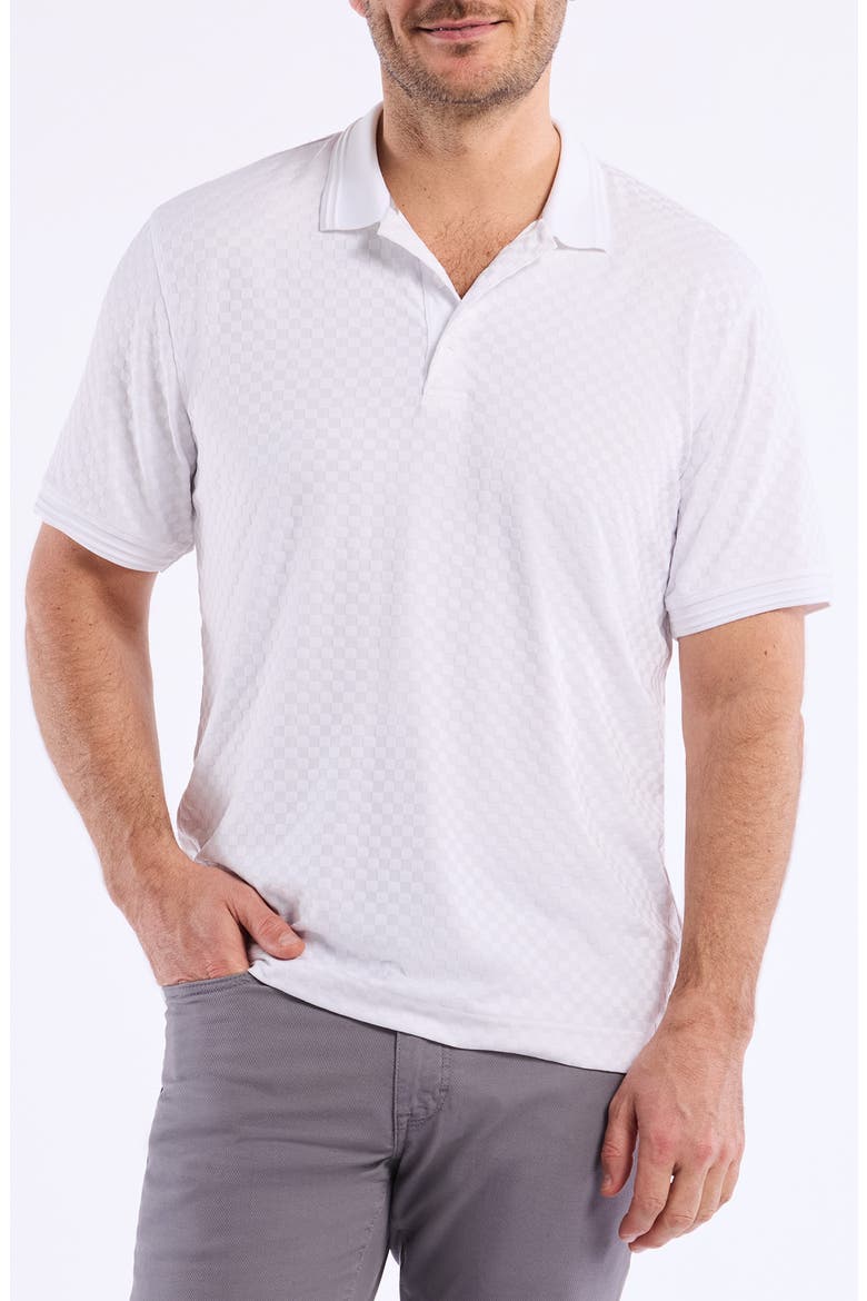 Aaron Checkered Knit Polo, Main, color, WHITE