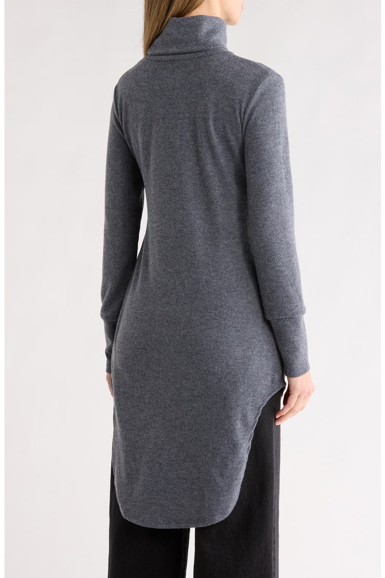 Turtleneck High-Low Tunic Sweater, Alternate, color, CHARCOAL