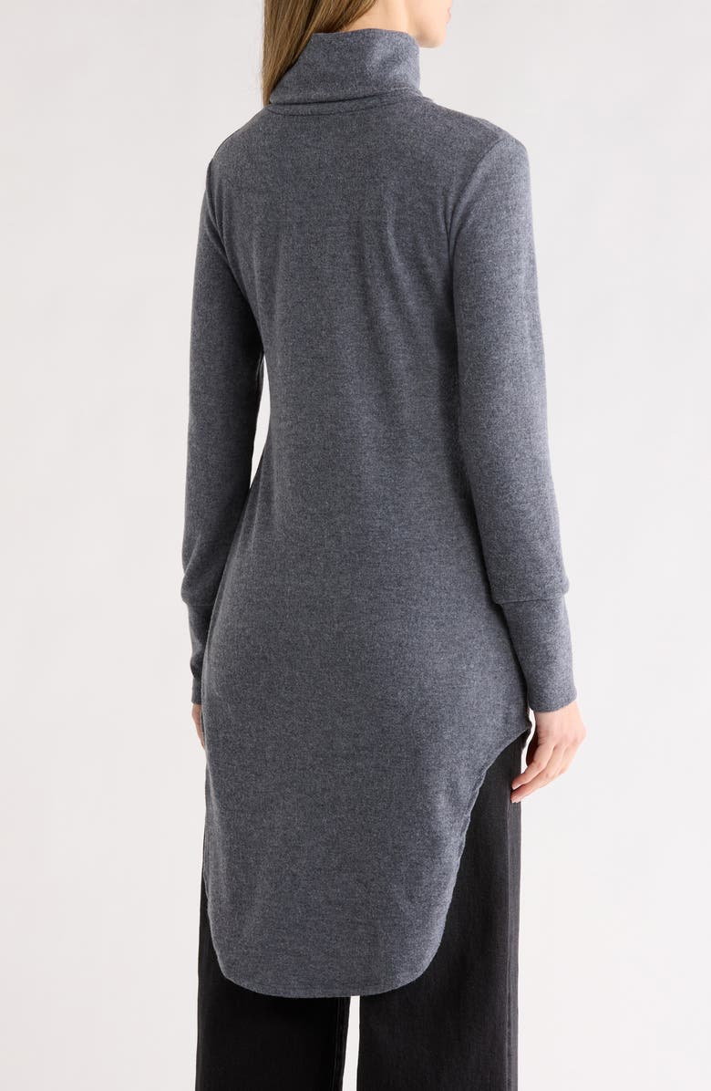 GO COUTURE Turtleneck High-Low Tunic Sweater, Alternate, color, Charcoal