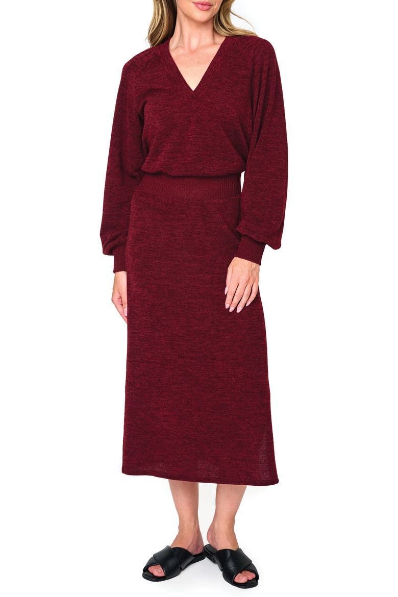 Long Sleeve Sweater Dress, Main, color, RED WINE