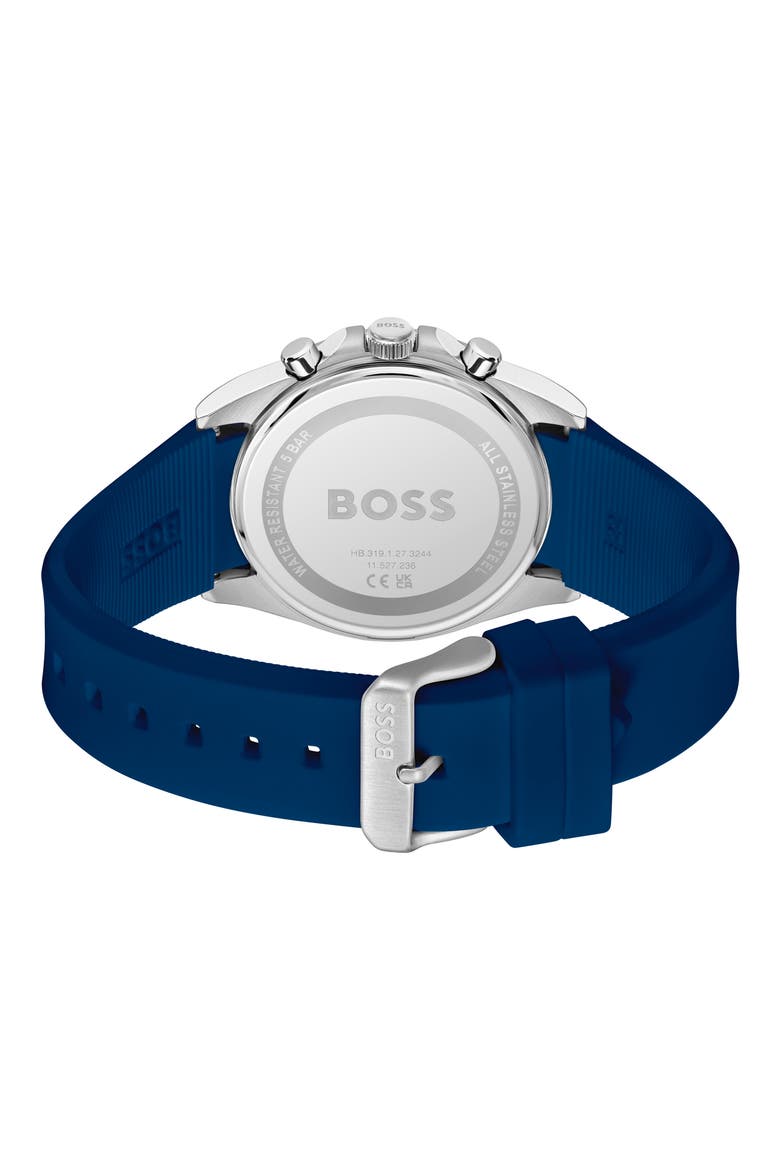 Strike Chronograph Silicone Strap Watch, 41mm, Alternate, color, BLUE