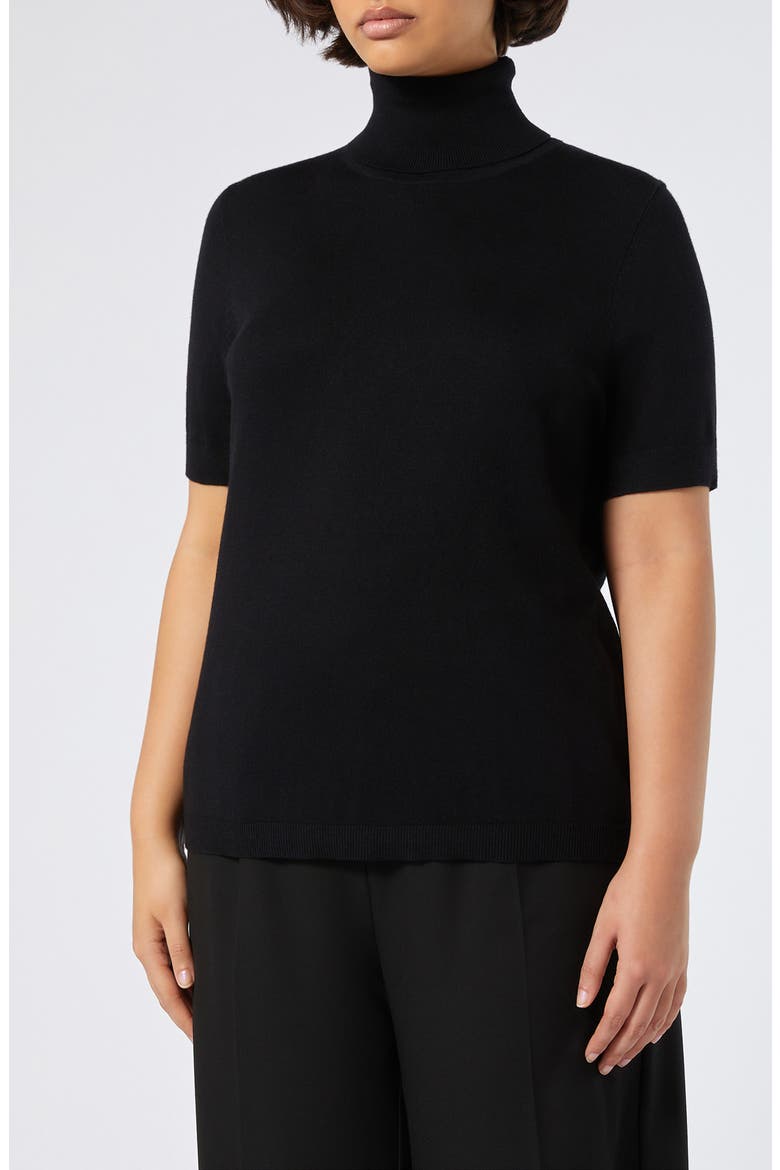 Short Sleeve Turtleneck Sweater, Main, color, BLACK