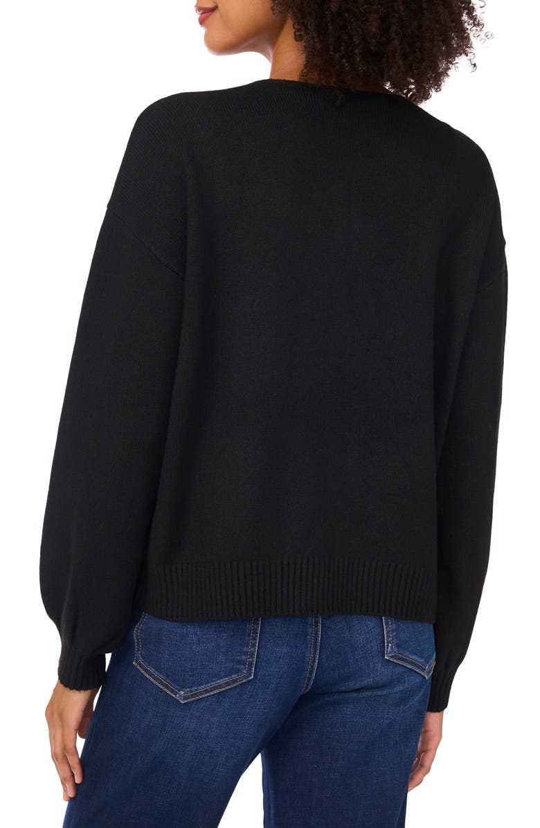 CeCe Bow Cardigan, Alternate, color, Rich Black