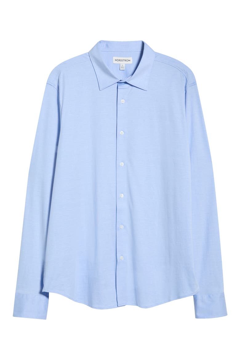 Tiller Lux Cotton Knit Button-Up Shirt, Alternate, color, BLUE-WHITE EOE