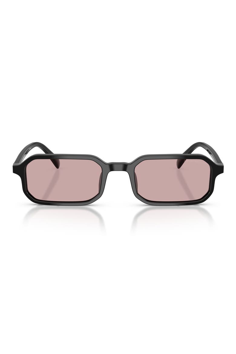 54mm Rectangle Sunglasses, Main, color, SHINY BLACK / PINK
