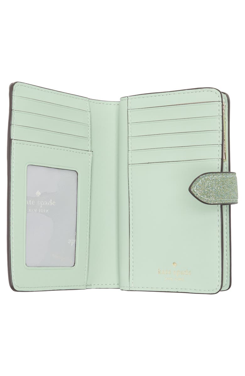 Kate Spade New York kenzie boxed glitter medium compact wallet, Alternate, color, Seawater