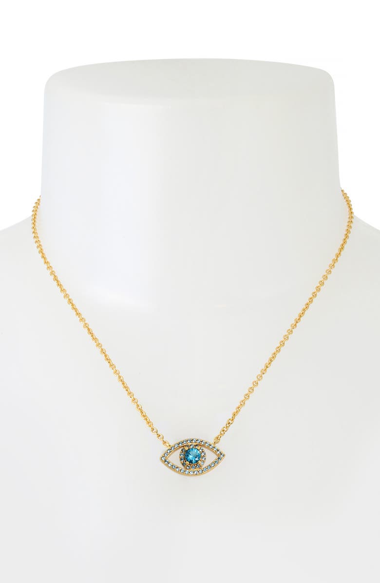Kurt Geiger London Cubic Zirconia Evil Eye Pendant Necklace, Alternate, color, Gold/ Blue