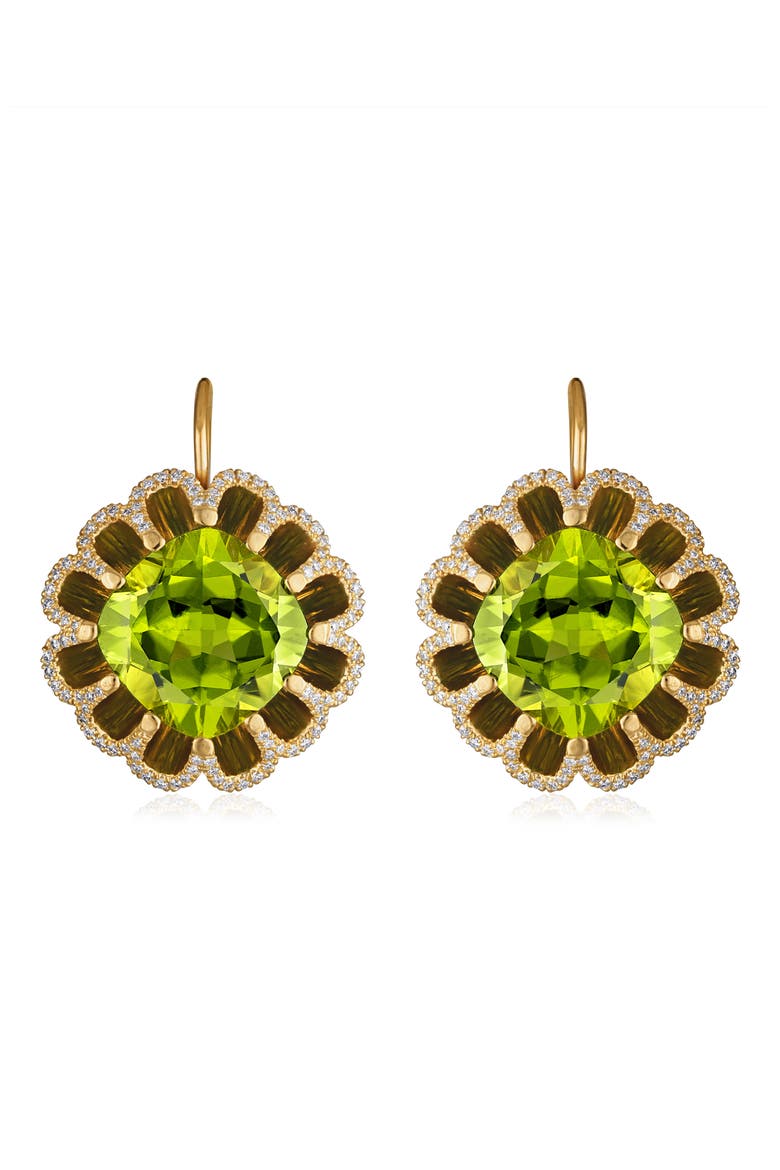 Floating Peridot & Diamond Drop Earrings, Main, color, 18K YELLOW GOLD